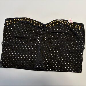 VS pink black long line bra gold studs dots nwt L